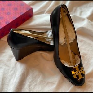 Tory Burch 90mm Black Leather Wedges (BRAND NEW)